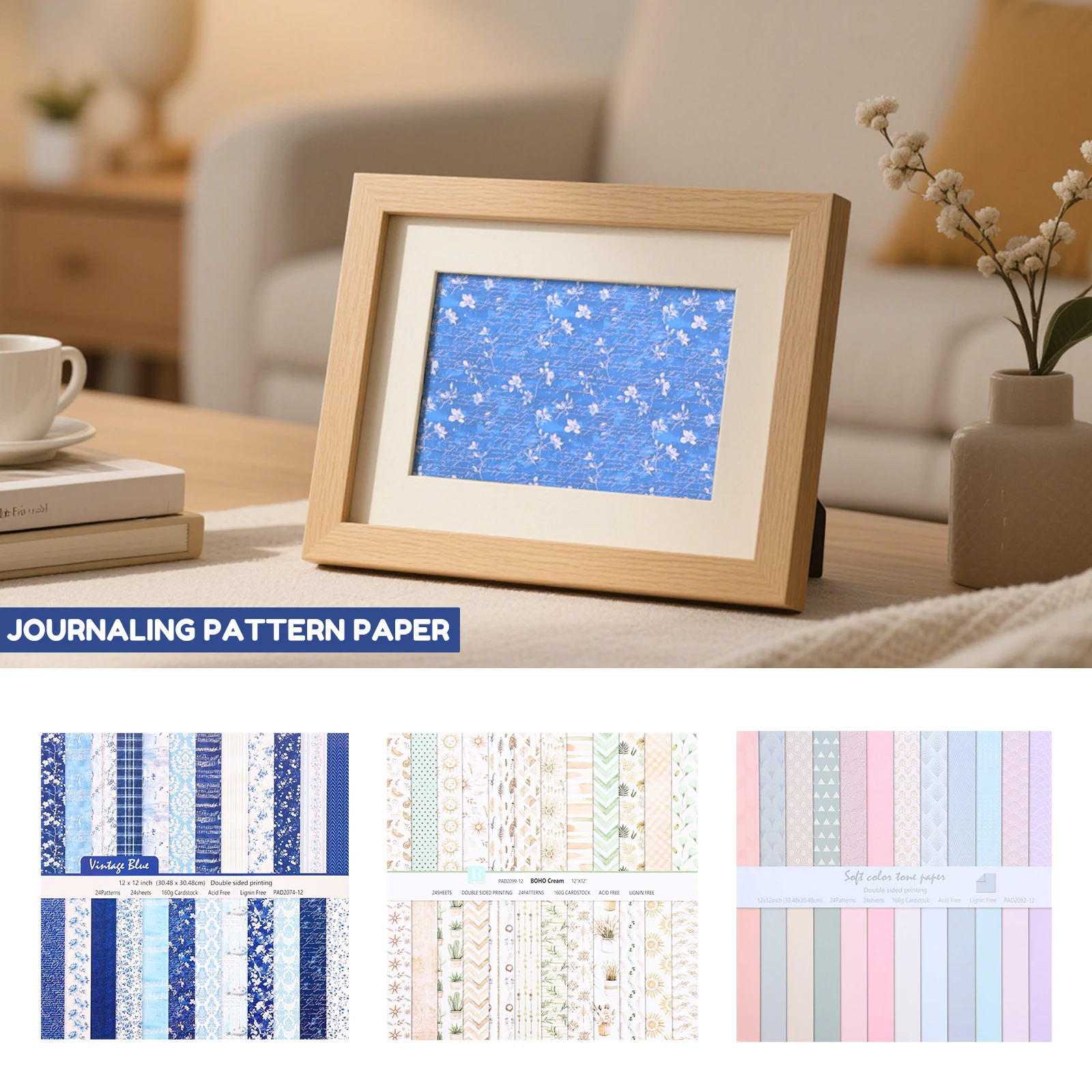 

Aesthetic Scrapbook Paper 24 Sheet Soft Color Pattern Paper Double Sided Printing for DIY Card Making Scrapbook Wedding Photo