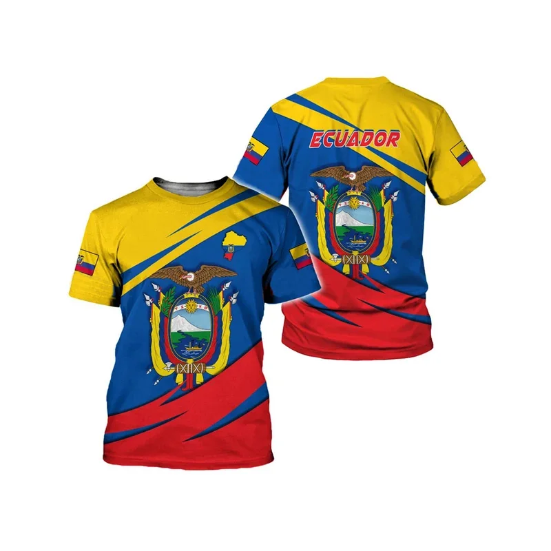 New personalized Ecuadorian T-shirt Casual flag 3D printed short sleeve top for men and women