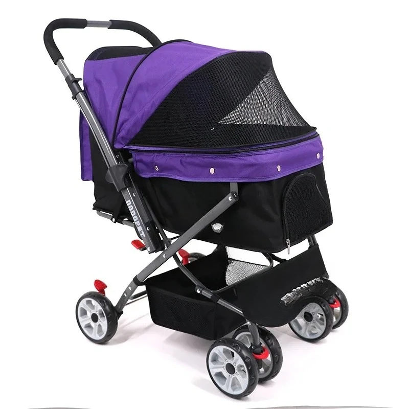 Household Foldable Pet Strollers Portable Go Out Large Dog Stroller Modern Dog Cat Troller Simple Pet Supplies N