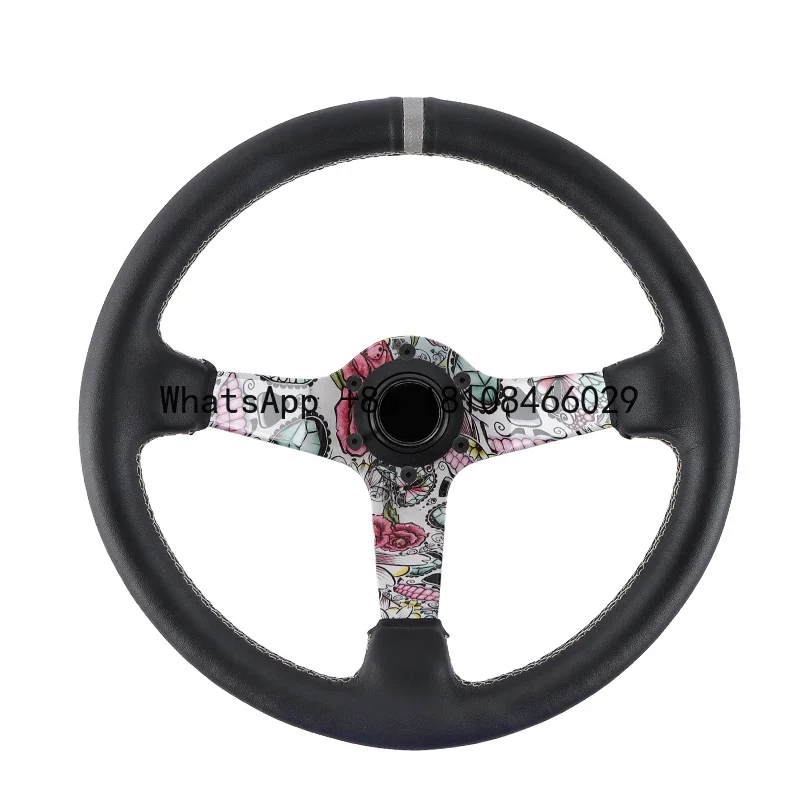 

Custom Universal Sports car racing steering wheel leather Car Steering Wheel Modified car steering wheel