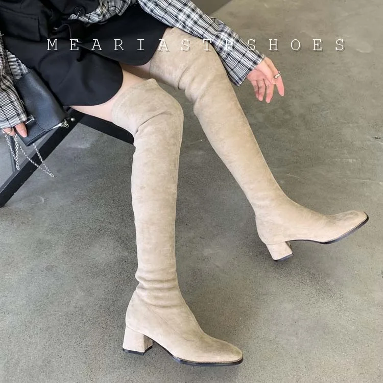 Thigh High Boots Women 2023 Winter Fashion Boot New Over Knee Boots Women Shoes Sexy High Heels Botas Red Warm Fur Black Boots