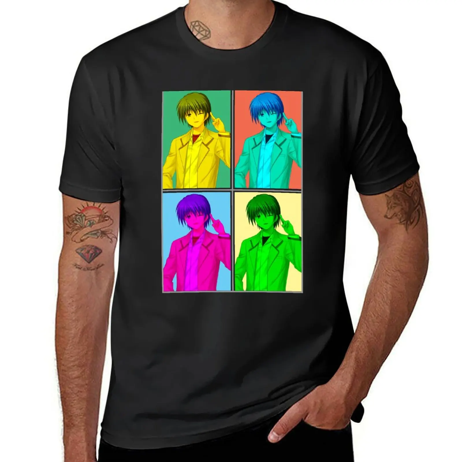 

Hideki Hinata Angel Beats RGB Mirror Design T-Shirt summer top oversized blacks mens graphic t-shirts pack