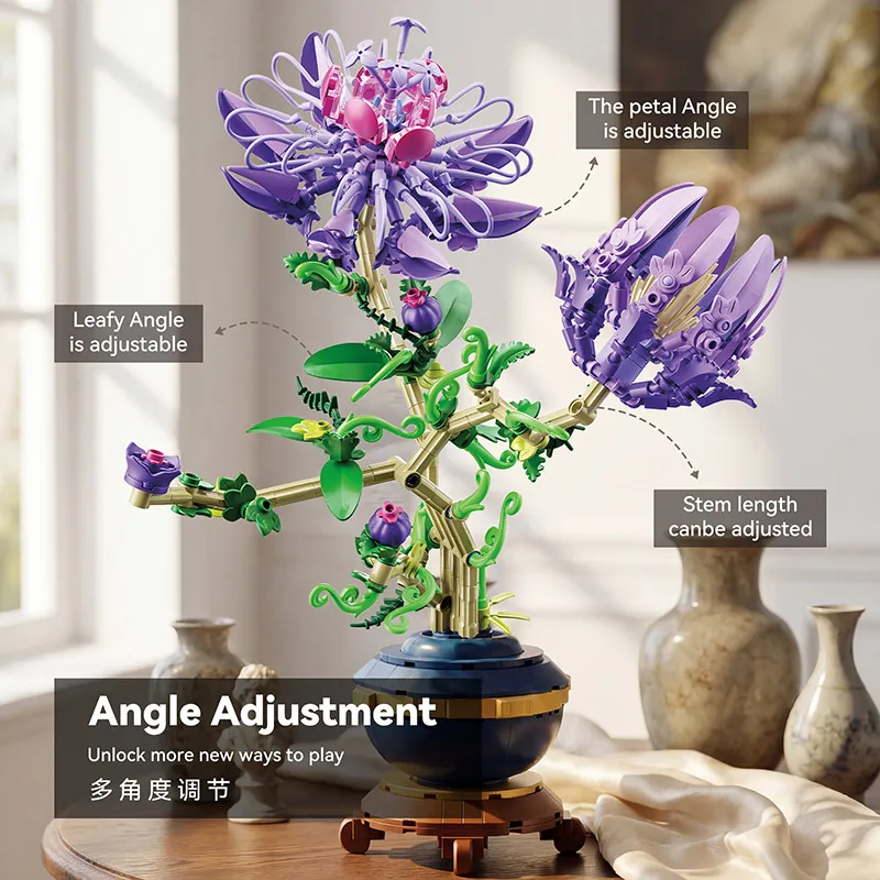 

High-value Purple Passion Fruit Building Blocks Potted Flower, Hand-assembled Bouquet, Perfect Heartfelt Gift for Girlfrien