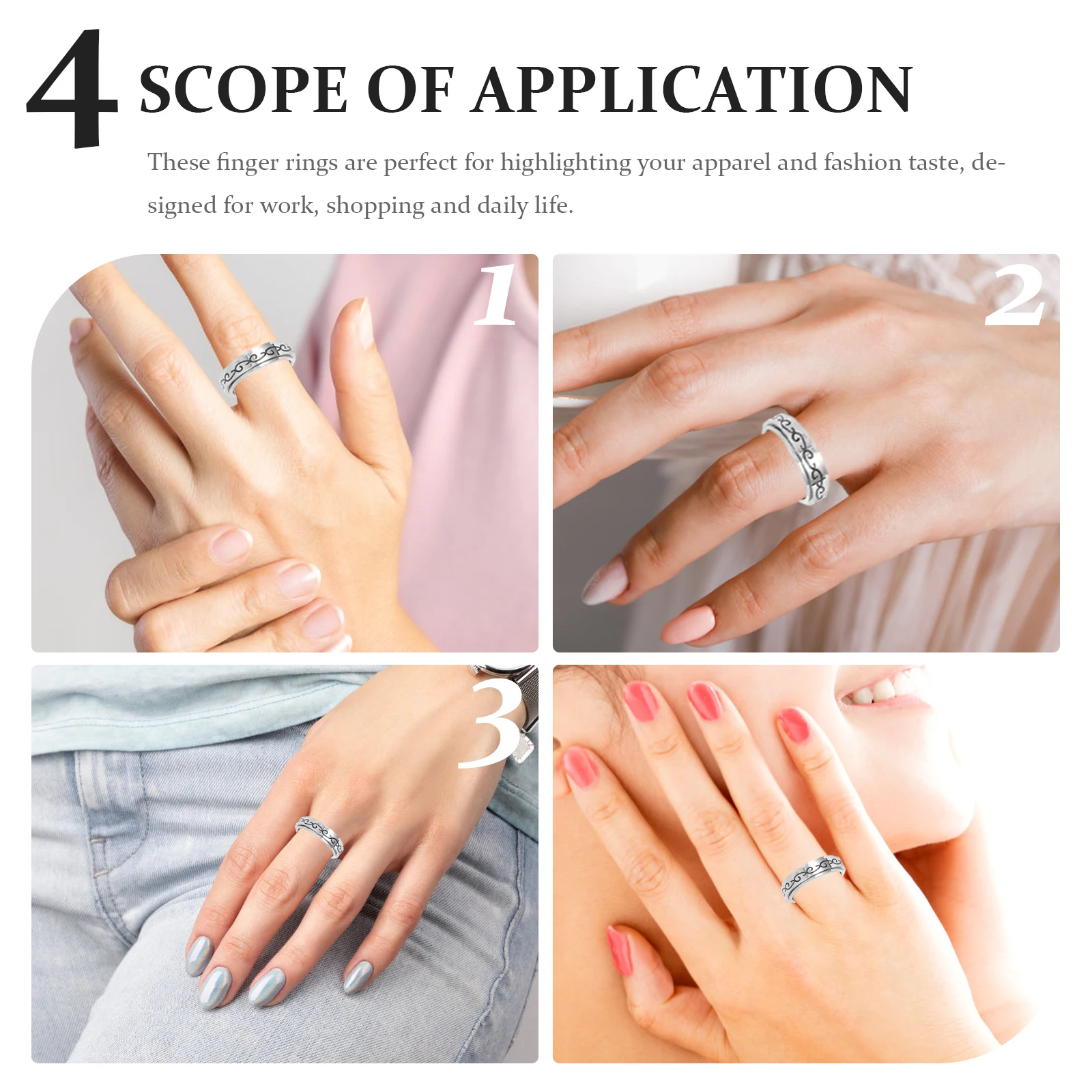 7pcs Rotatable Ring Set Titanium Steel Punk Finger Rings Rings For Women Ring Men Women