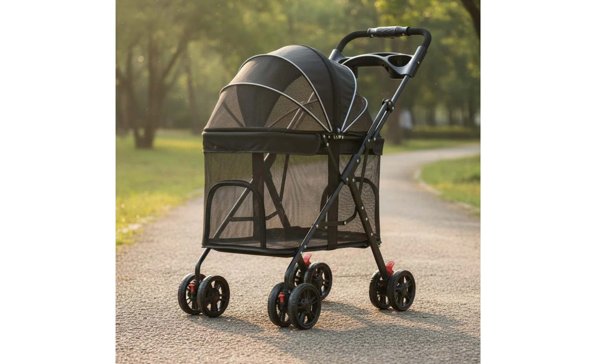 Multi-Purpose Pet Stroller Easy Fold Folding Pet Stroller Sturdy Frame Mesh Ventilation for Walks