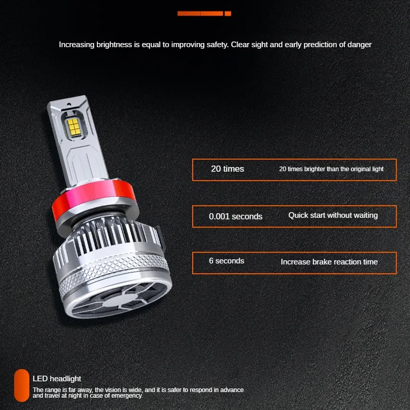 New S13 Car LED Headlight 200w Super Large Power Strong Light H7 H11 H4 Far and near Light