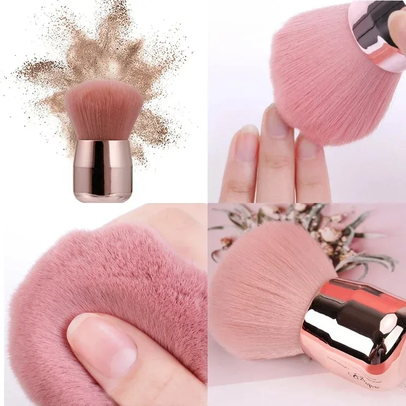 แปรงปัดแป้งหัวเห็ดสีชมพู - แปรงปัดแป้งหน้าและเล็บขนาดใหญ่ ใช้ได้สองแบบสำหรับแป้งเซ็ตติ้งแบบหลวมและเล็บ วีแกน