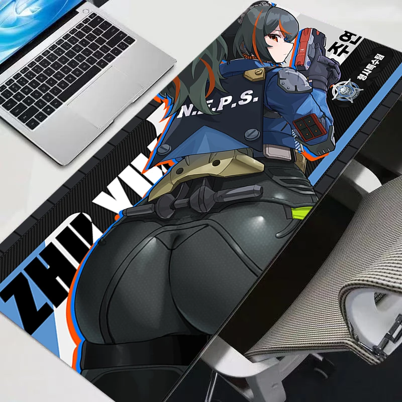 Alfombrillas de ratón grandes para juegos Zenless Zone Zero Zhu Yuan, alfombrilla de ratón suave para ordenador, almohadillas de escritorio de 90x40 para teclado de PC, alfombra antideslizante