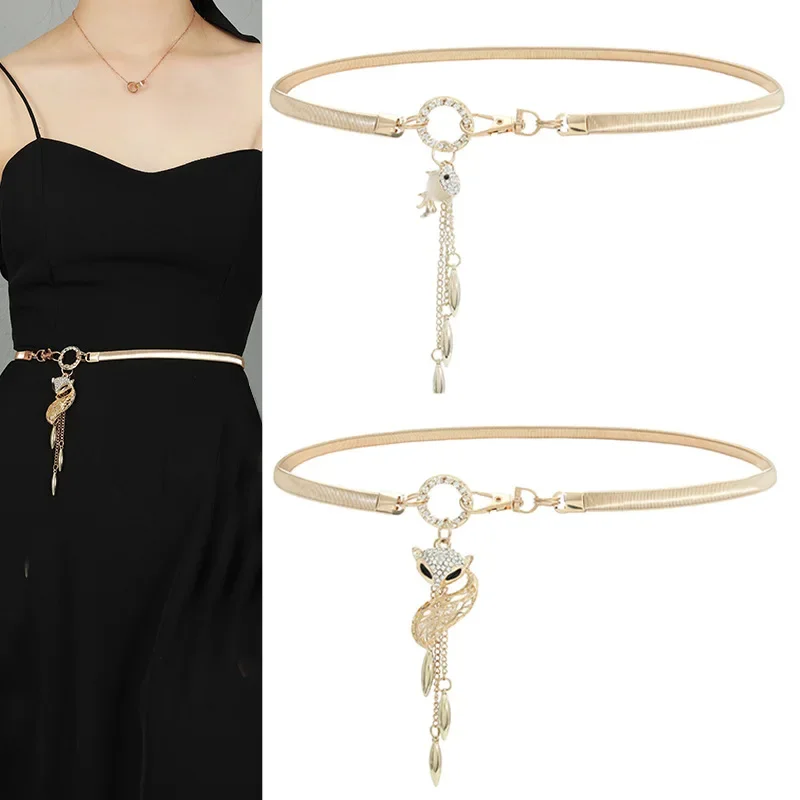 Fashion Hexagon Shape Women Waist Chain Geometric Belt For Women Gold Sliver Metal Belts Adjustable Suit Dress Ladies Waistband