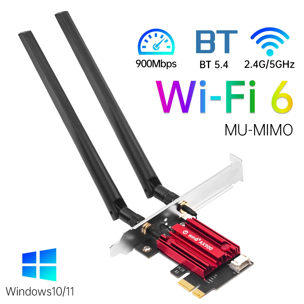 WiFi 6 PCIe Card FV-AX900 Wireless Bluetooth 5.4 Dual-Band 2.4G/5.8GHz High Speed Network Card for Windows 10/11 Desktop PC