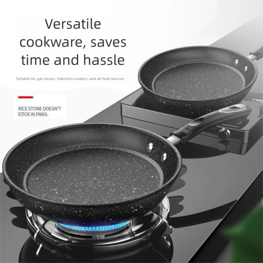 Durable 22/24/26/28cm Steak Frying Pan Non Stick Stone Pancake Pan Multi-Purpose with Lid Skillet Cookware Gas Induction Cooker