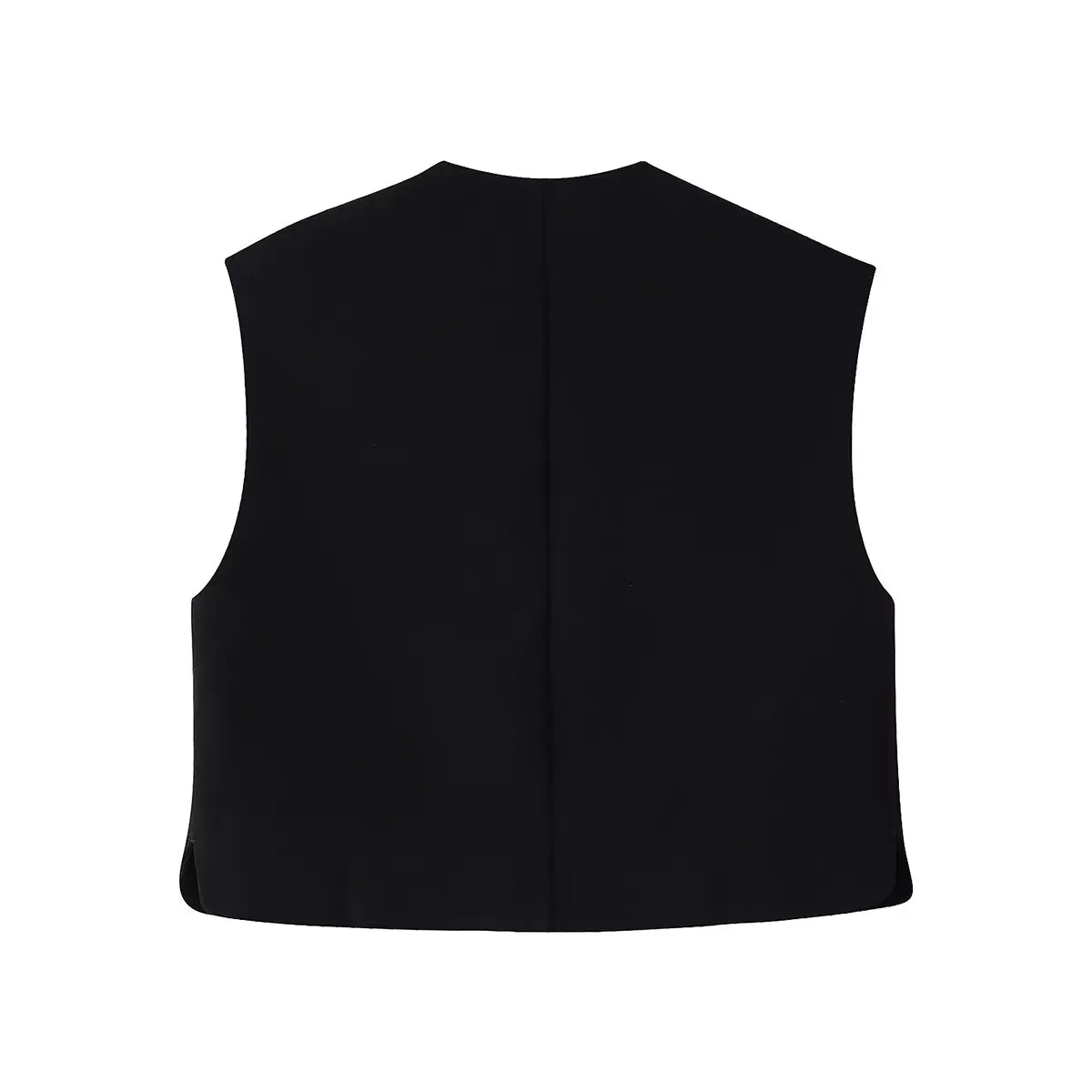 

ZBZA Autumn New Women's Faion Casual Bla Vest Top Versatile Design Polyester Fiber round Neline Match All Sles