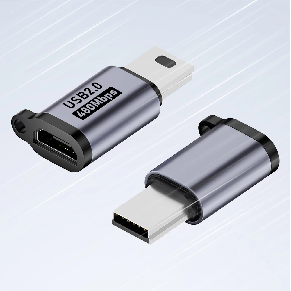 2 uds Micro USB hembra a Mini USB macho adaptador 480Mbps TypeC hembra a Mini USB macho convertidor 18W 5V 2A para teléfono/tableta/PC