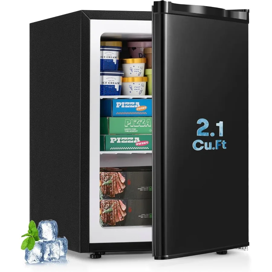 

2.1 Cu.Ft Upright Freezer Small Mini Freezer with Adjustable Thermostat and Removable Shelves for Efficient Storage Compact Des
