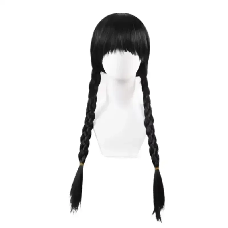 Wednesday Wig For Kids Halloween Wednesday Addams Black Braids Synthetic Hair Cosplay Wigs