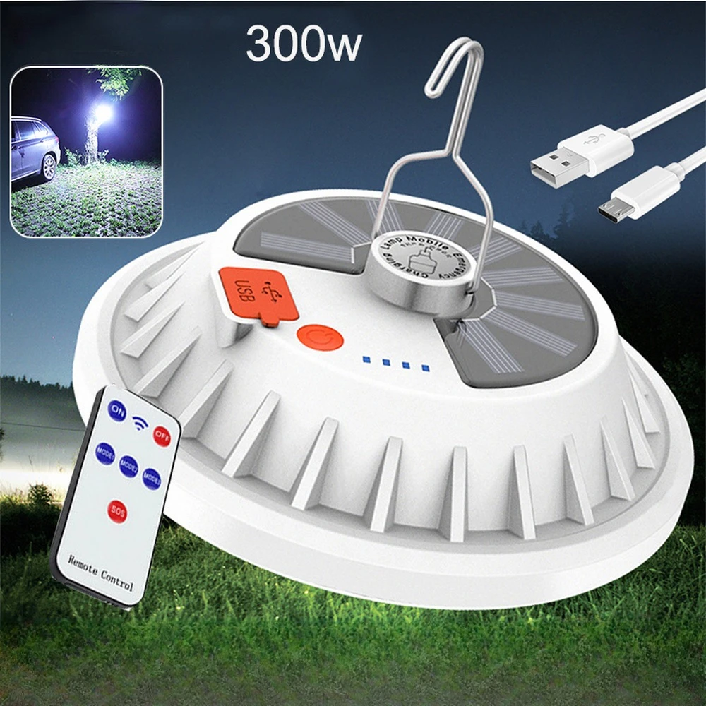 

Outdoor Solar Rechargeable Camping LED Lamp Bulb Remote Control Lantern Mobile Power Emergency Night Market Light Hand Lamp