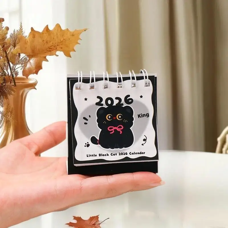 2026 Mini Simple Cute Cartoon Pattern Small Desk Calendar Pocket Portable Calendar Punch Plan Desktop Decoration