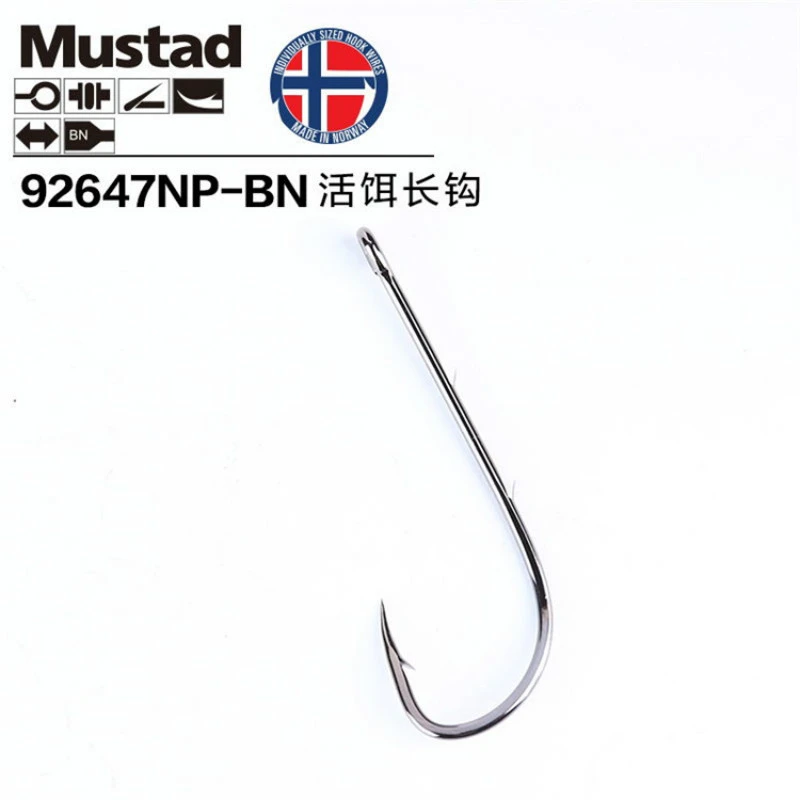 10 packs/lot Mustad hooks for Live bait casting fishing  92647-bn # long double backstab hooks high carbon steel hooks tackles