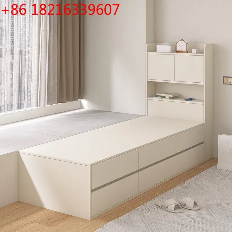 TAO TAO Solid wood windowsill remodeled tatami storage bed with drawers modern simplicity