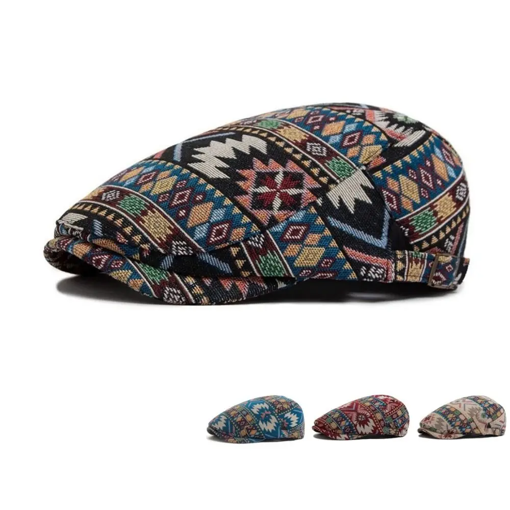 

Unisex Polyester Print Newsboy Caps Adjustable Lightweight Painter Beret Hats Casual Wear Leisure Visor Cap Autumn and Winter