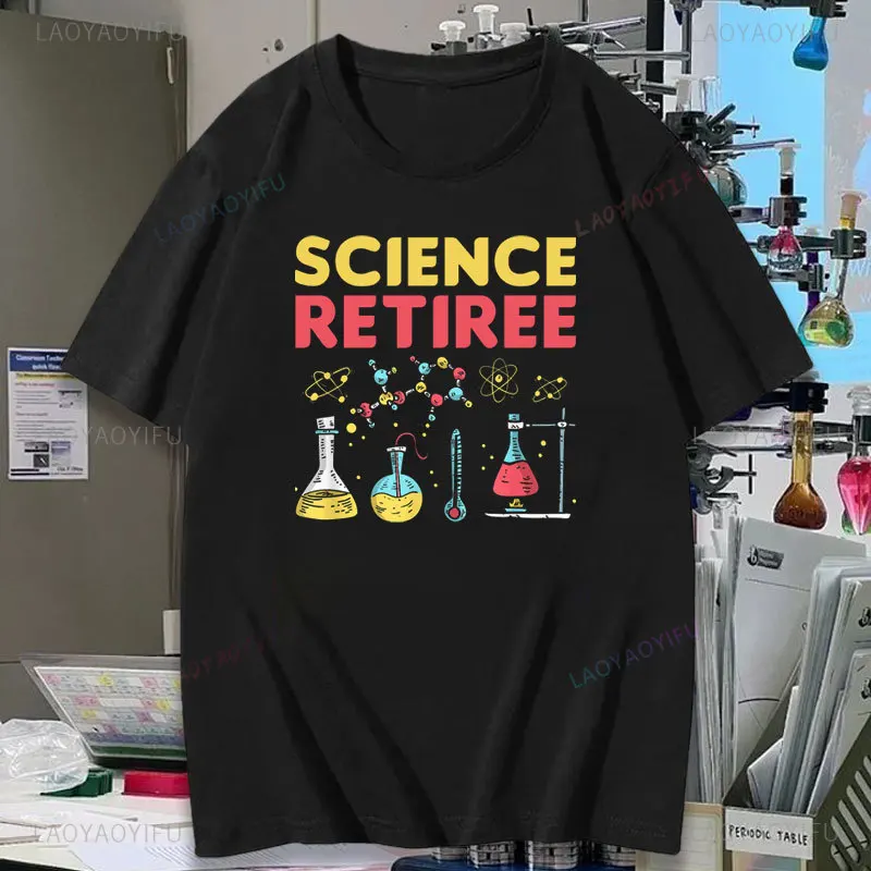 T-shirt engraçada de algodão estampado feminino, Química é como cozinhar, Apenas não lamber a colher, Camisa do professor de ciência, Alta qualidade