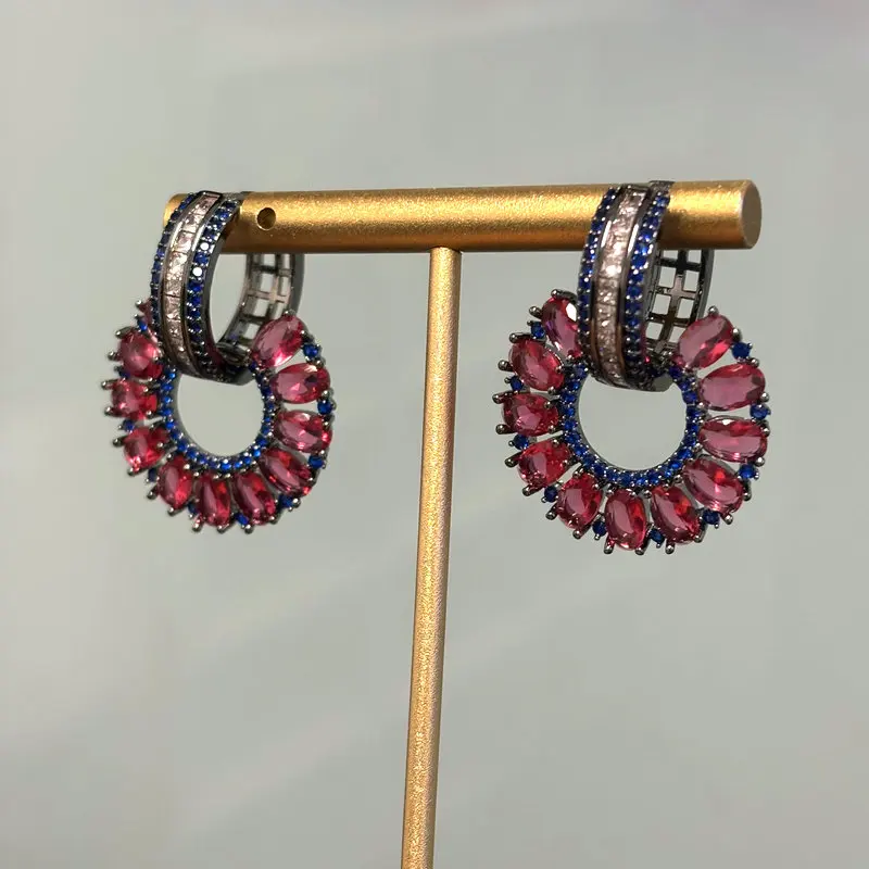 

Винтажные красные круглые серьги Bilincolor для женщин