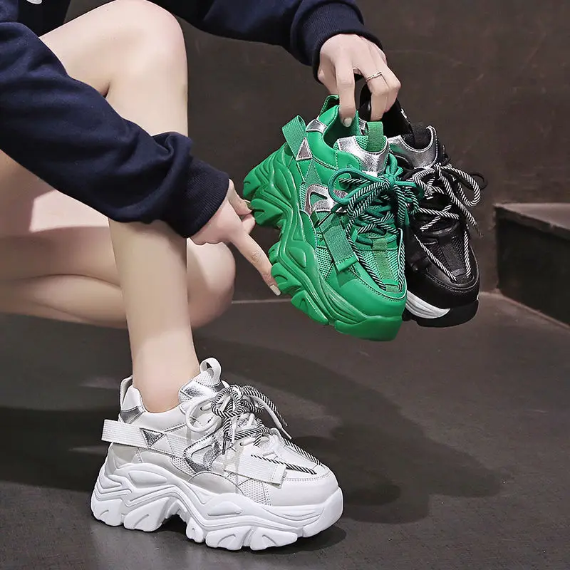 Wysokość zwiększenie Chunky Sneakers kobiety buty platformy nowe oddychające buty sportowe 2022 lekkoatletyka buty do biegania kosz Femme