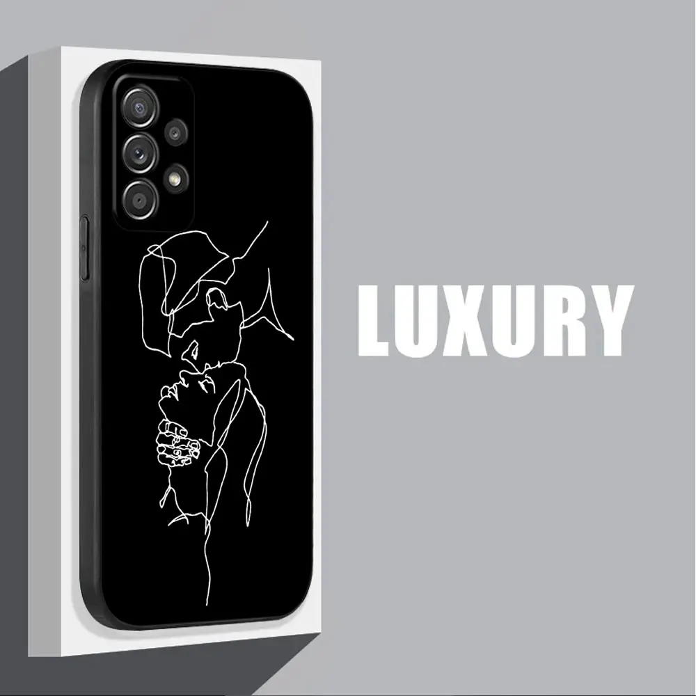For Samsung Galaxy A55 Case A54 A52 A53 5G A51 A34 A35 A33 A32 A50 A72 A71 A30 A7 A9 Case Soft Cover Sexy Line Lover Couple Kiss image 4