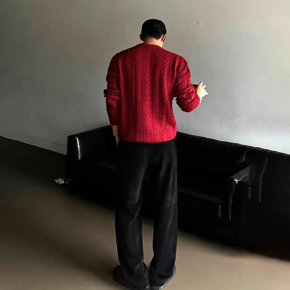 เสื้อกันหนาวบุรุษธรรมดารูปแบบสายสบายๆถักเสื้อกันหนาวแฟชั่นเยาวชน Campus วาเลนไทน์แขนยาวผู้ชายเสื้อผ้า 2025 ใหม่