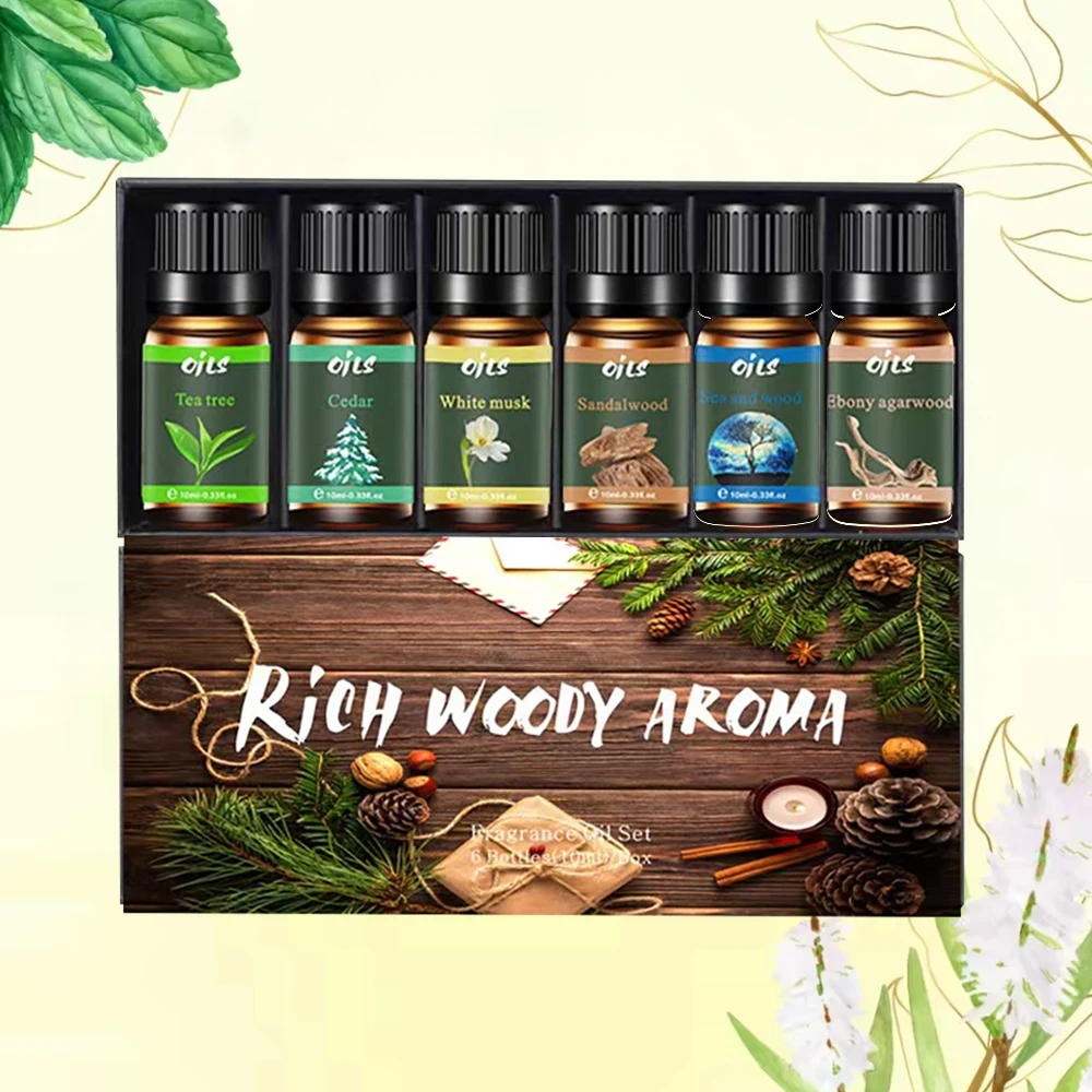 

Роскошный подарочный набор для ароматерапии, 6 натуральных эфирных масел (включая редкое черное дерево, агаровое дерево)