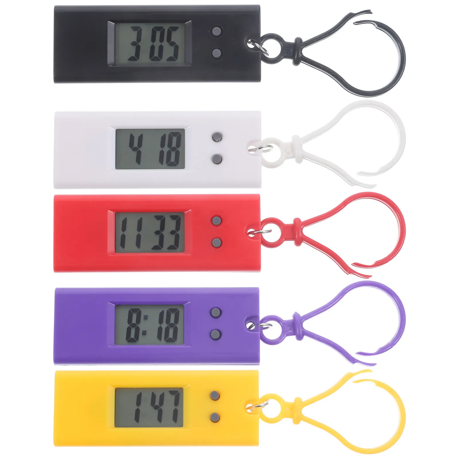 5Pcs Keychain Pocket Digital Watches for Students Lightweight Portable Key Ring Electronic Watches for Kids Keychain Watch