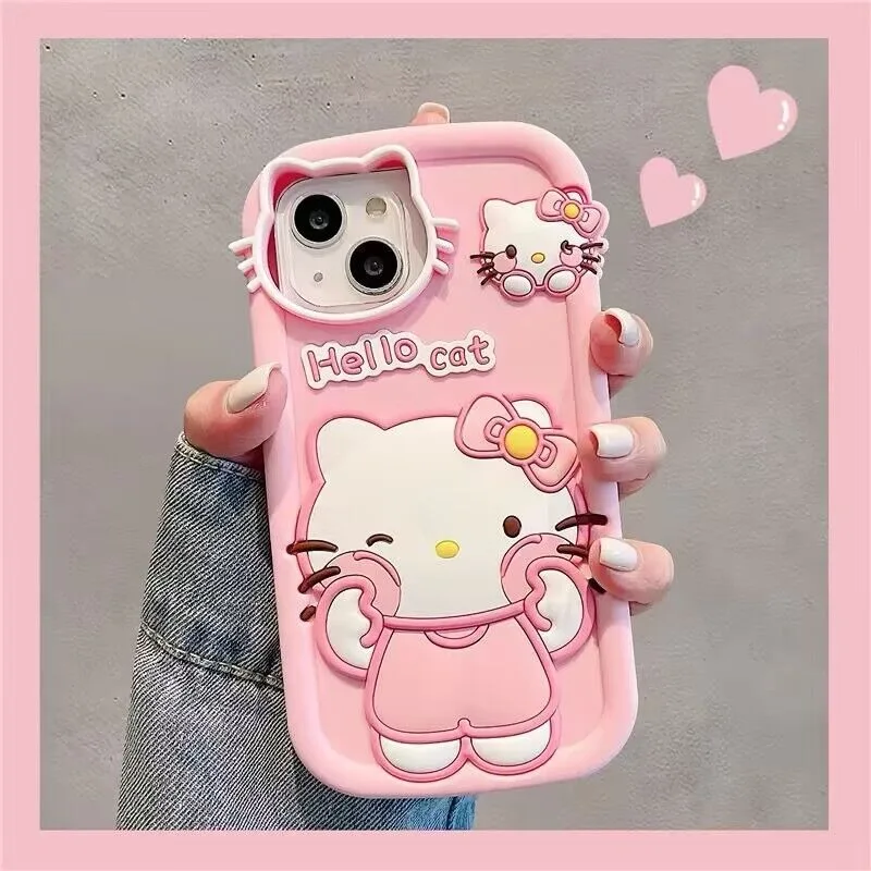 

For Iphone 16 Pro Max Kawaii Hello Kitty Case Apple 16 15 14 13 Pro Cartoon Kitty Cat Case Iphone 12 Silicone Protective Case