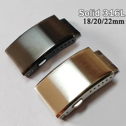 18mm 20mm 22mm Solid 316L Stainless Steel Watchband Buckle for Seiko Folding Double Push Butterfly Metal Clasp Watch Accessories