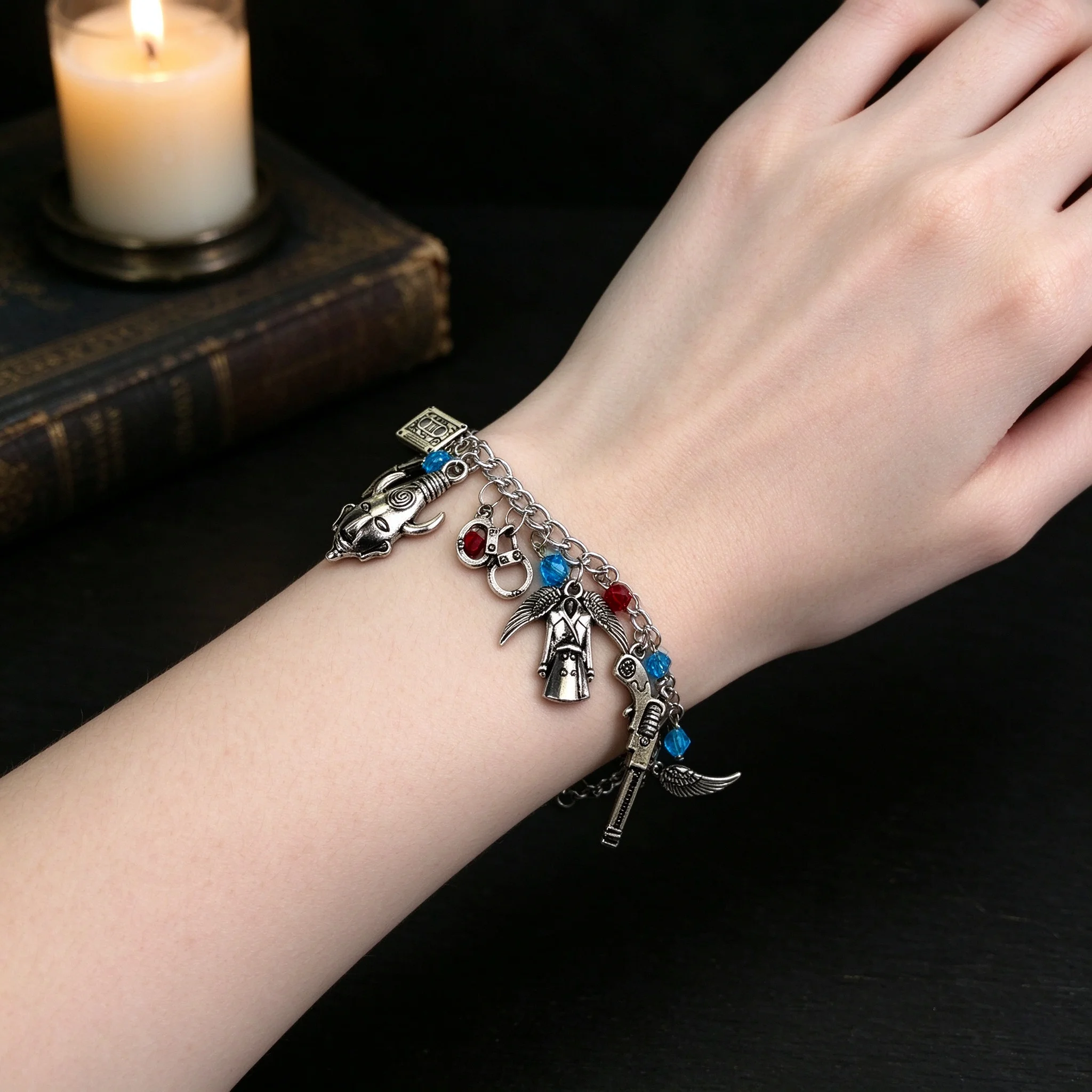 Supernatural Charm Bracelet Pentagram Talisman Angel Demon Pendant Winchester Skull Metal Chain Jewelry Gift