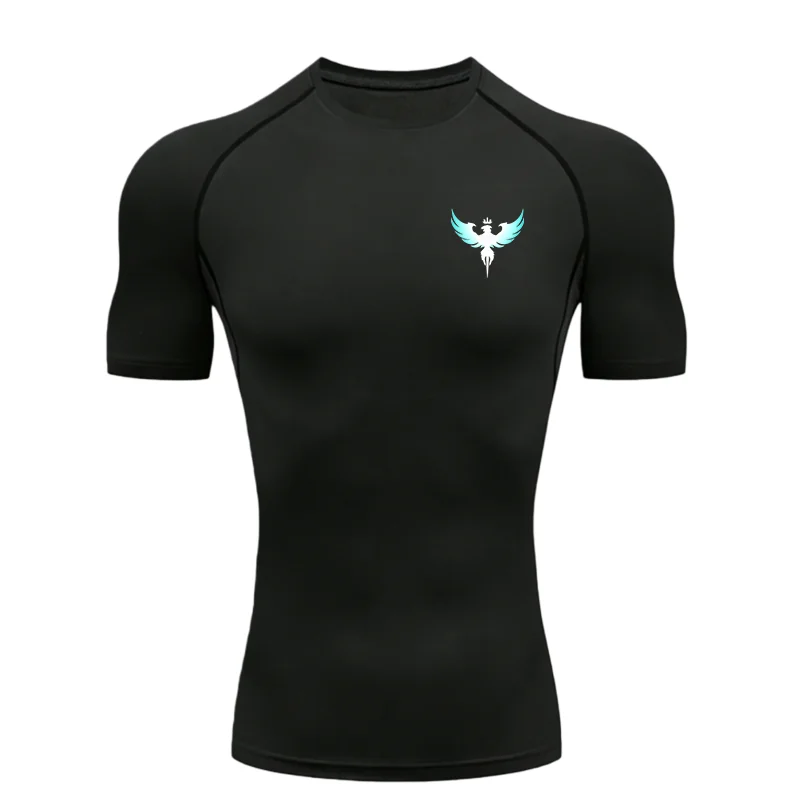Black Phoenix With Red Wings 2026 Herren-Sport-T-Shirt, Training, Fitness, Kompression, Workout, T-Shirt, Rashgard-Tops, T-Shirt