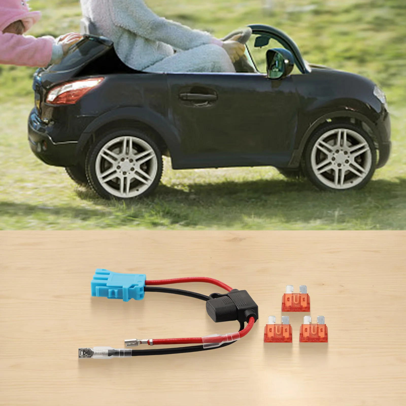 12V SLA Battery Connector 12AWG Wiring Harness Moisture Resistant Built-in Fuse Holder For Children\'s Ride-on Toys