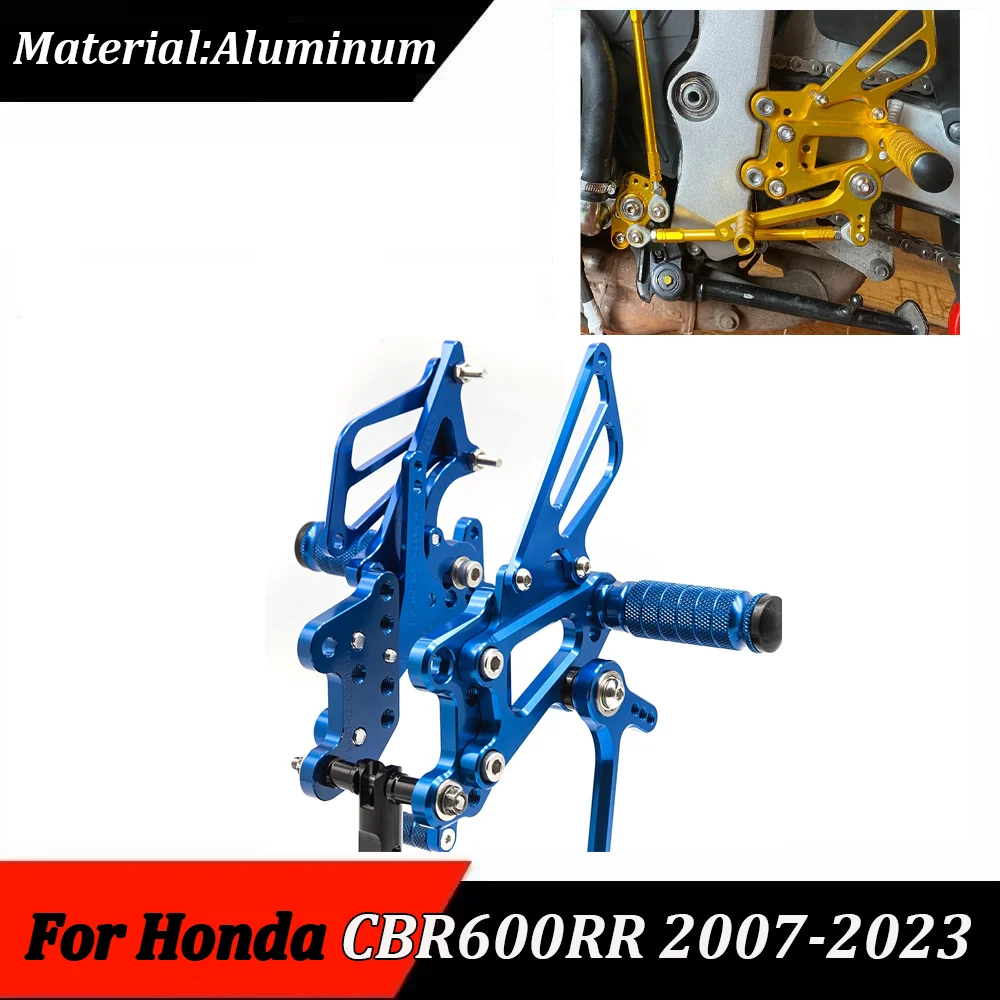 

For Honda CBR600-RR CBR600RR CBR600 RR 2007-2023 Motorcycle Rearset Footpeg Pedal Foot Peg Adjustable Aluminum Footrest Rear Set