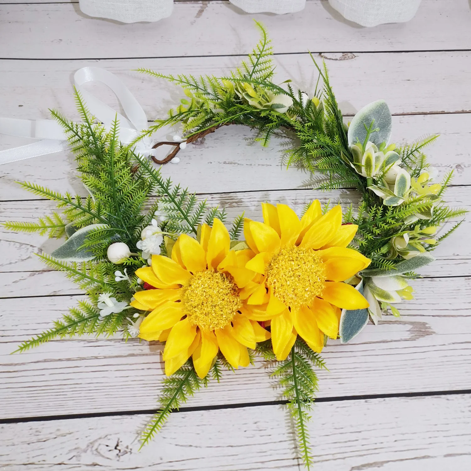 

Sunflower Flowers Crown Headbands Women Hair Accessories Wedding Headwear Crown Headband Hat Decoration Girls Floral Garlands