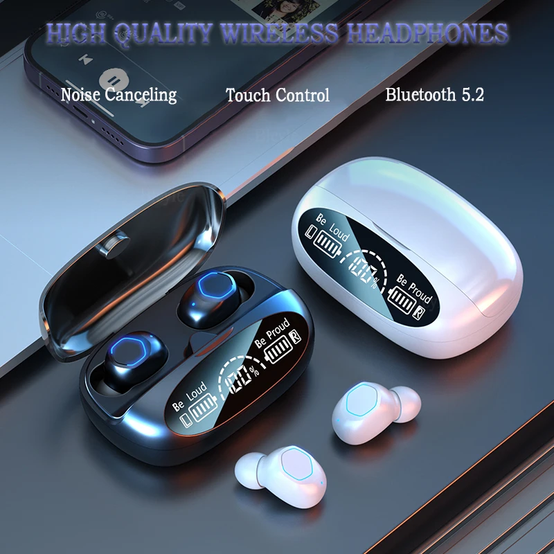 

Wireless Headphones TWS Bluetooth 5.2 Earphones With Microphone Stereo Sports Waterproof Earbuds Noise Canceling Headsets PK M32