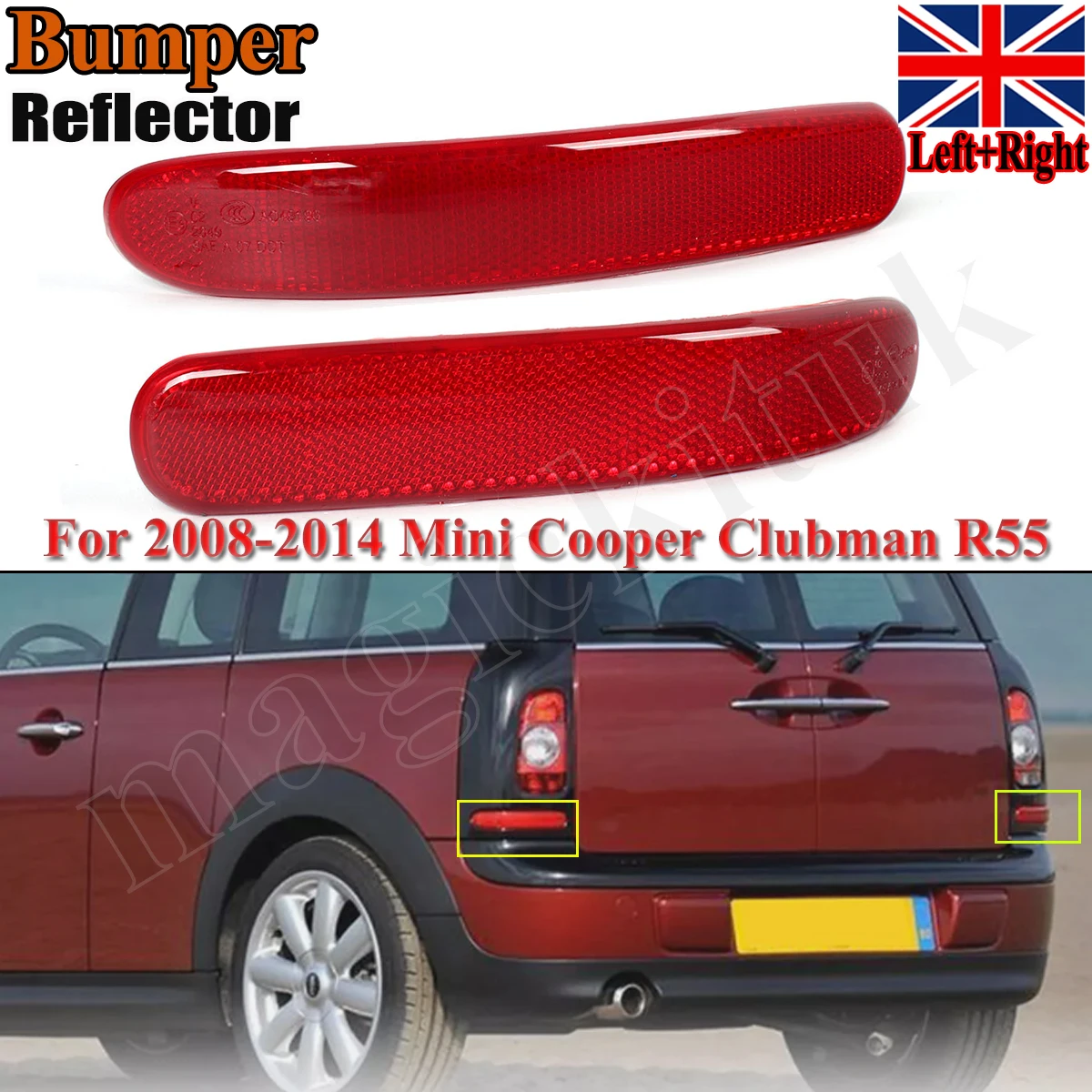 

For 2006-2014 Mini Cooper Clubman R55 Left Side Red Rear Bumper Reflector Light