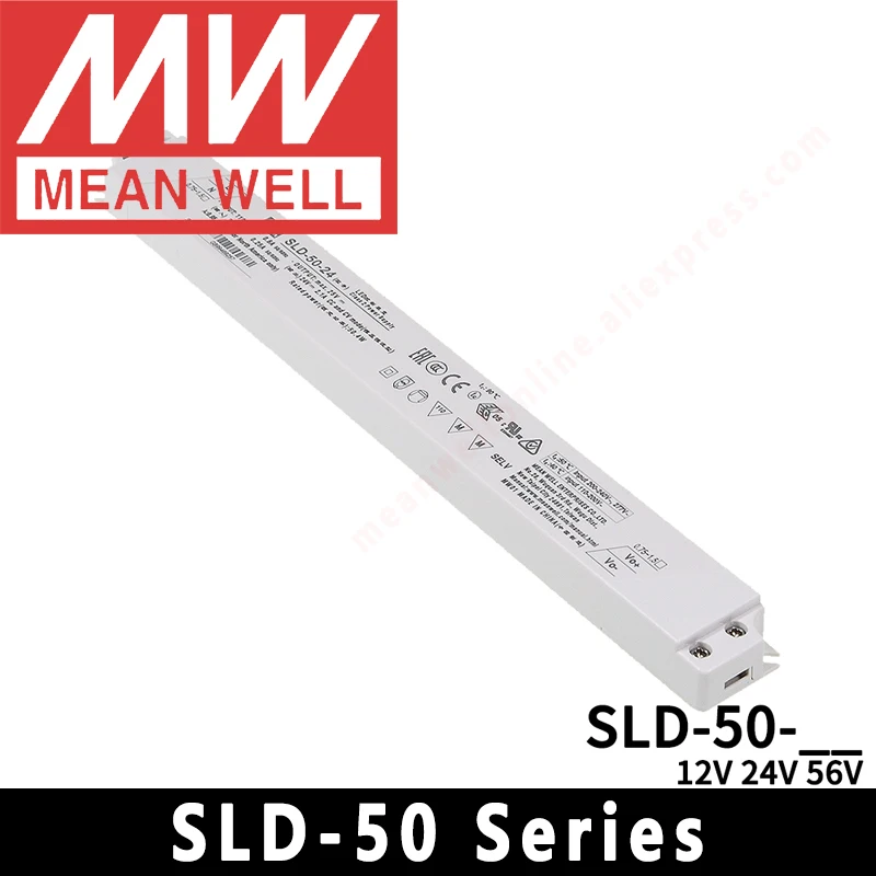 Mean Well LED 정전압 정전류 스위칭 전원 공급 장치, Mean Well SLD-50-12/24/56 AC to DC SMPS, 12V, 24V, 56V