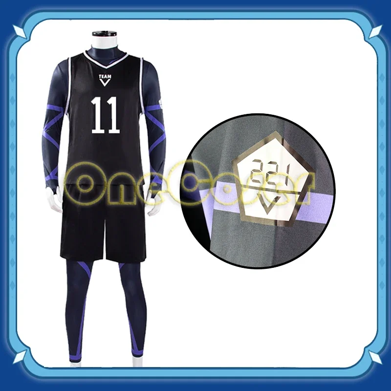 Blue Lock Team V Seishiro Nagi Reo Mikage Cosplay Costume Wig Black Uniform Jumpsuit Vest Shorts Football Club Sportswear Jersey