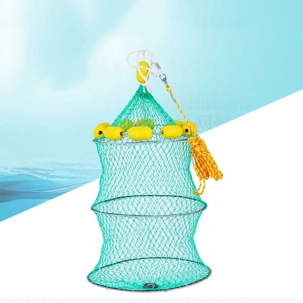 Collapsible Fishing Net with Float Fish Catching Net Large Capacity Floating Fishing Net Nylon Competitive