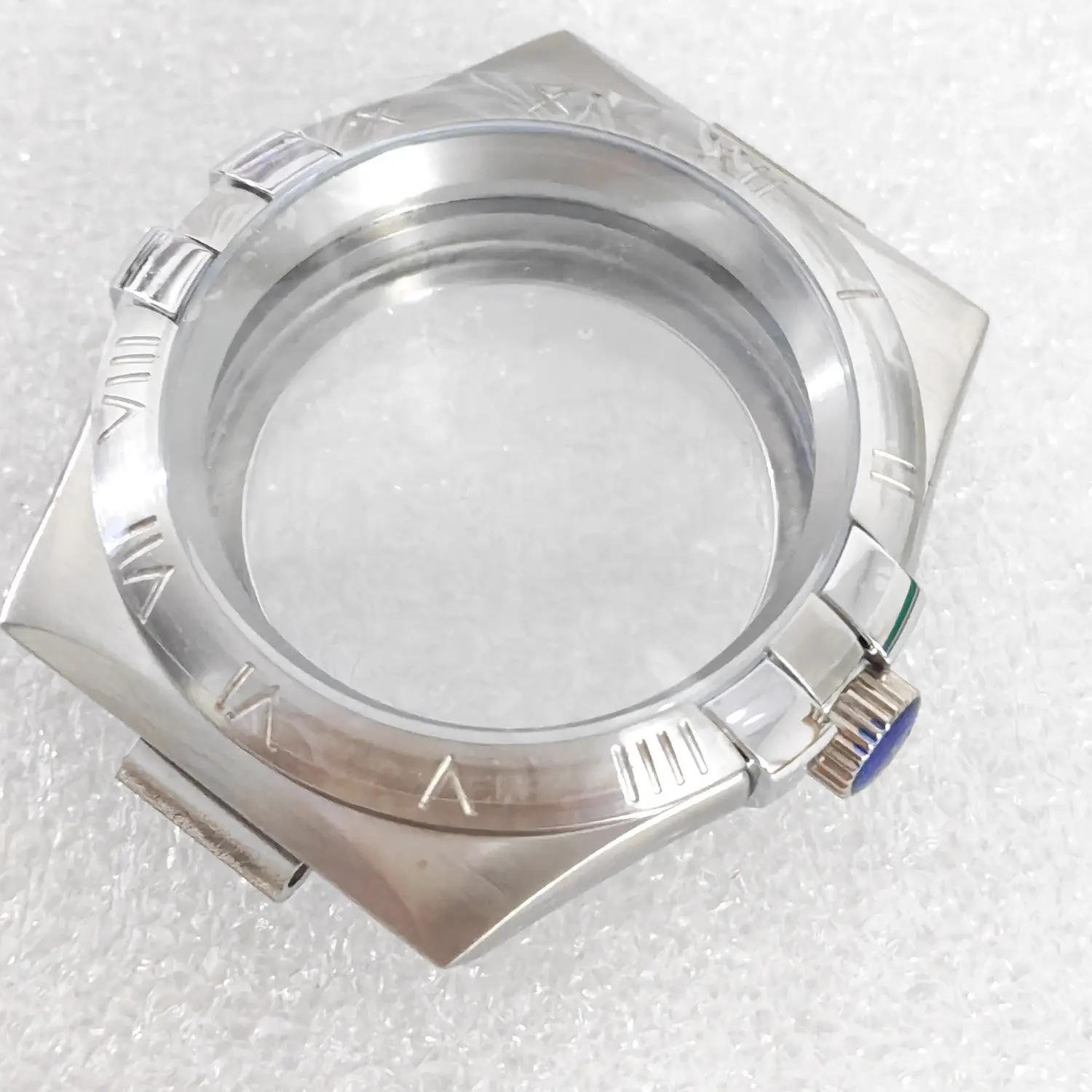 New 40mm Transparent Bottom Stainless Steel Watch Case+Strap Dial Hands Sapphire Crystal for Japan NH35 NH36 Movement