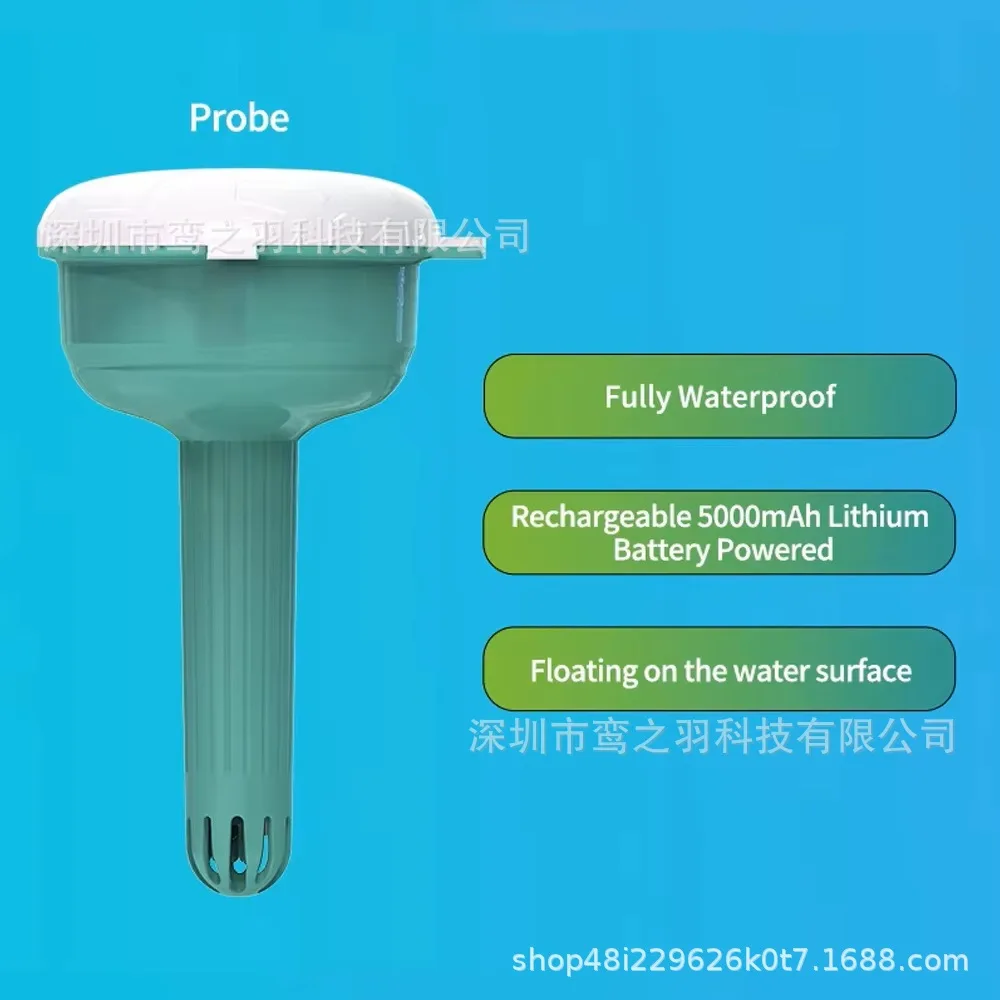 8‑in‑1 Liquid‑check Instrument, WiFi Floating Unit for PH ORP Residual‑chlorine Salinity Pool Fish‑tank Measuring Tasks