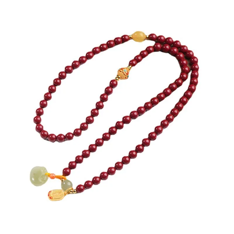 Natural Multi Circle Cinnabar Bracelet with Beeswax Sunny Water Ruyi Accessories Simple Men's and Women's Hand Jewelry