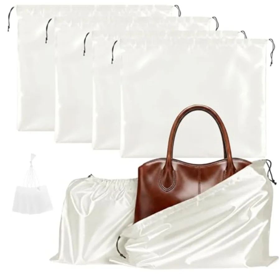 

4 Pack Satin Dust Bag 15.7x19.7 inch + 19.7x23.6 inch 100% Polyester Silk Bag Purse Dust Bag Shoe Bags for Closet Purse Protect