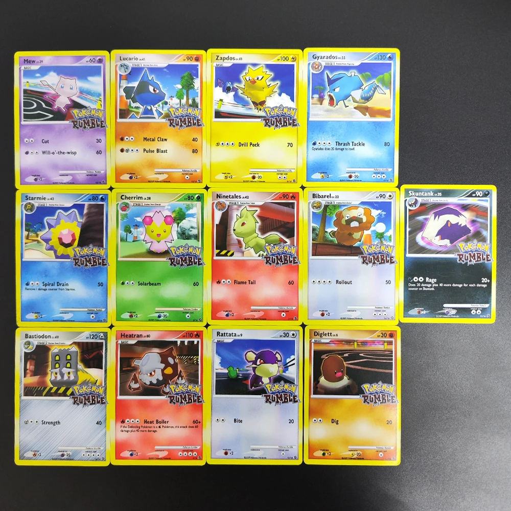 

DIY Proxy PTCG English Rumble Mew Lucario Ninetales Zapdos Gyarados Heatran Starmie Diglett Rattata Hobby Collection Card Toy