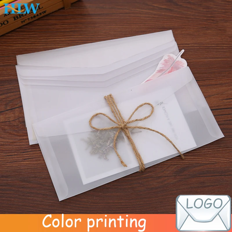 10pcs/lot Custom Transparent Envelope Translucent Paper Envelopes Set Letter Vintage Wedding Invitation Envelopes for Cards