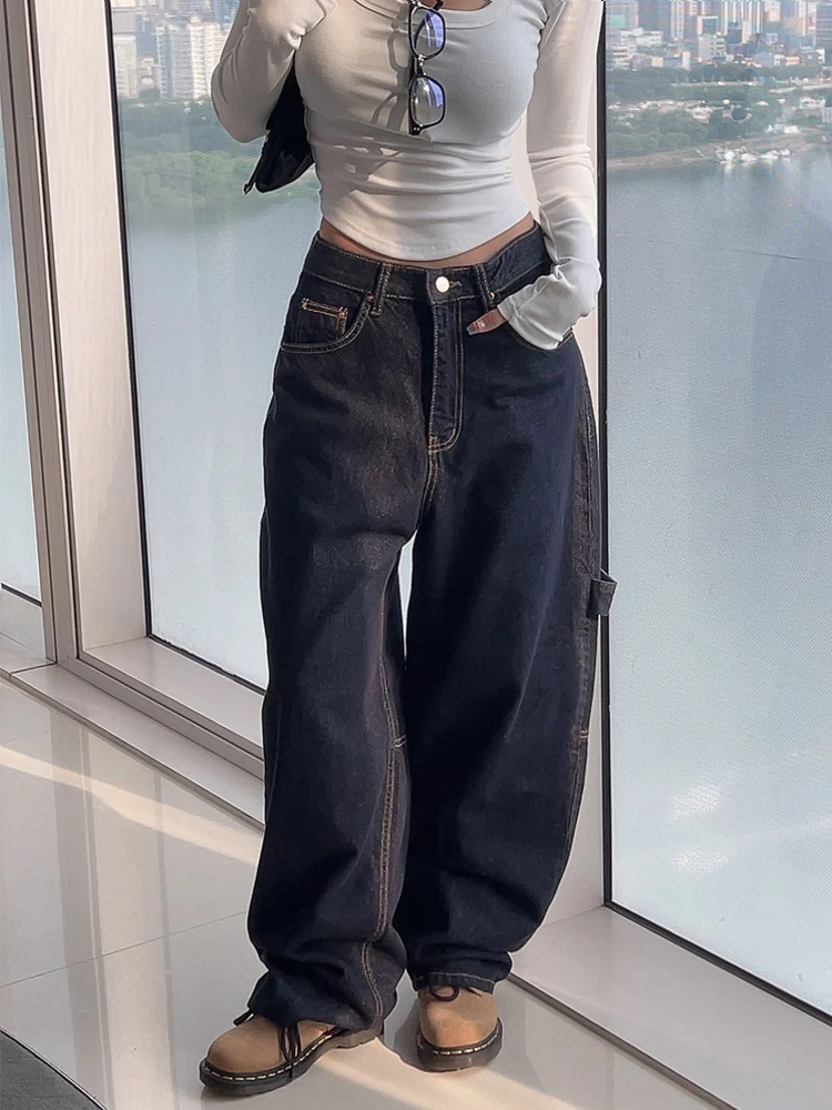 

Loose Lazy Original Color Denim Pants Harem Pants Pear ape Carrot Wide Leg Pants Scythe Pants Banana Pants High Waist Long ...